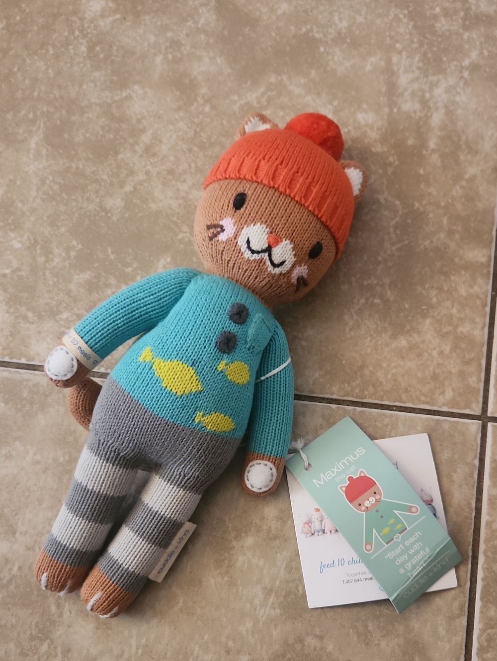 Maximus Knit Fox Doll in Teal & Orange - 13 Inches
